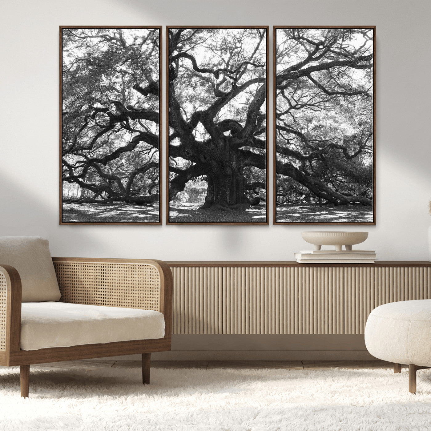 81655611-MGV-CV-36X24-Ancient Oak Wall Art Canvas Print, Framed Twisted Branches Art Picture Print, Gnarled Tree Perfect Moody Nature Decor Artwork