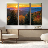 36964931-MGV-CV-36X24-Autumn Mountains Wall Art Canvas Print, Framed Sunset Glow Forest Art Picture Print, Golden Trees Perfect Vibrant Nature Decor