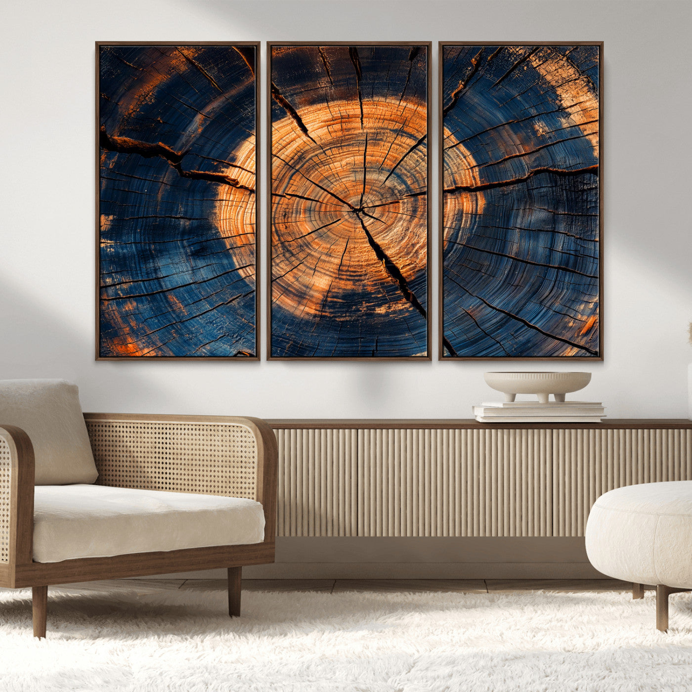 18975622-MGV-CV-36X24-Burnt Wood Wall Art Canvas Print, Framed Aged Timber Art Picture Print, Rustic Tree Slice Perfect Rustic Decor Artwork for Home,