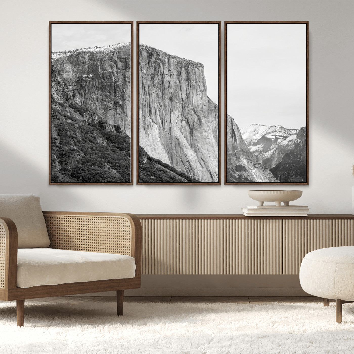39393420-MGV-CV-36X24-El Capitan Wall Art Canvas Print, Framed Yosemite Cliff Art Picture Print, Monochrome Mountain Perfect Monochrome Sierra Decor