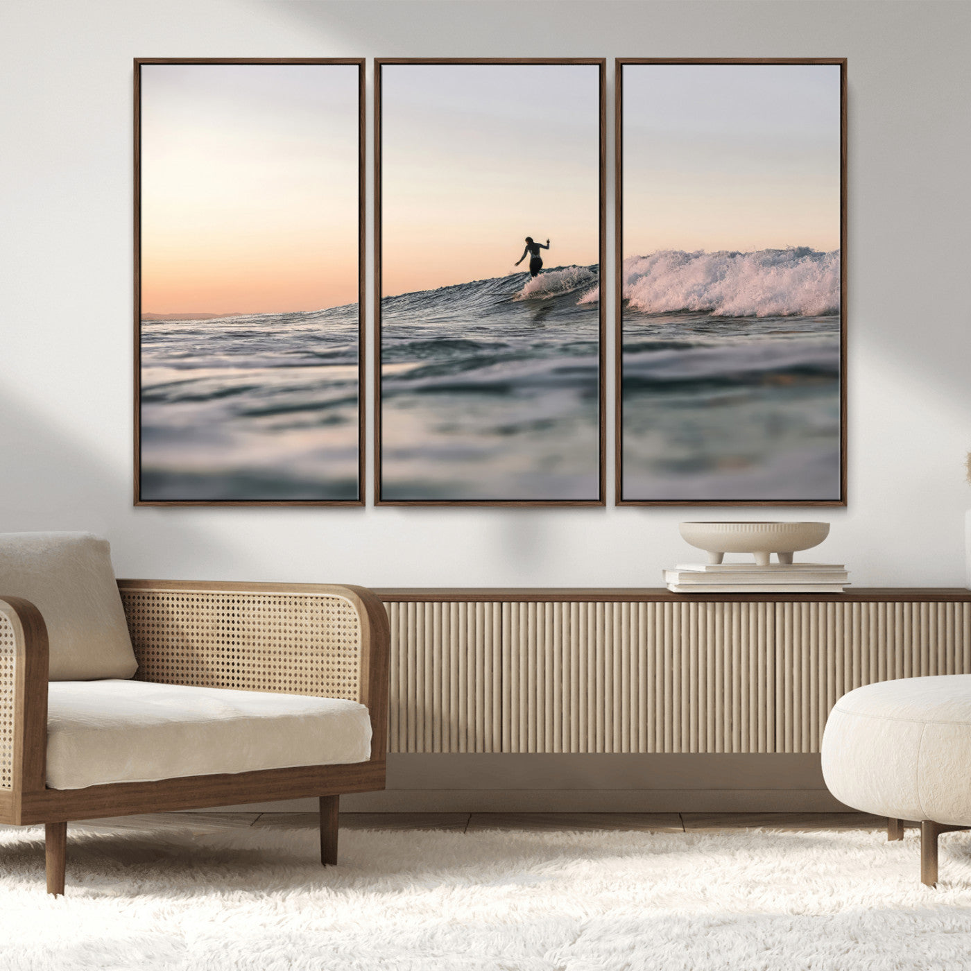 58502923-MGV-CV-36X24-Wave Rider Wall Art Canvas Print, Framed Ocean Wave Art Picture Print, Riding Surf Perfect Sunset Surf Decor Artwork