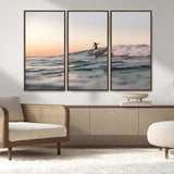 58502923-MGV-CV-36X24-Wave Rider Wall Art Canvas Print, Framed Ocean Wave Art Picture Print, Riding Surf Perfect Sunset Surf Decor Artwork
