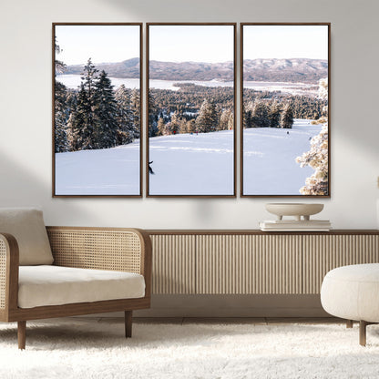 79857868-MGV-CV-36X24-Snowy Mountain Wall Art Canvas Print, Framed Ski Slope Art Picture Print, Winter Forest Perfect Modern Rustic Decor Artwork