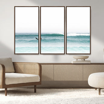 56345117-MGV-CV-36X24-Minimalist Surfing Wall Art Canvas Print, Framed Ocean Waves Art Picture Print, Soft Ocean Perfect Minimalist Coastal Decor