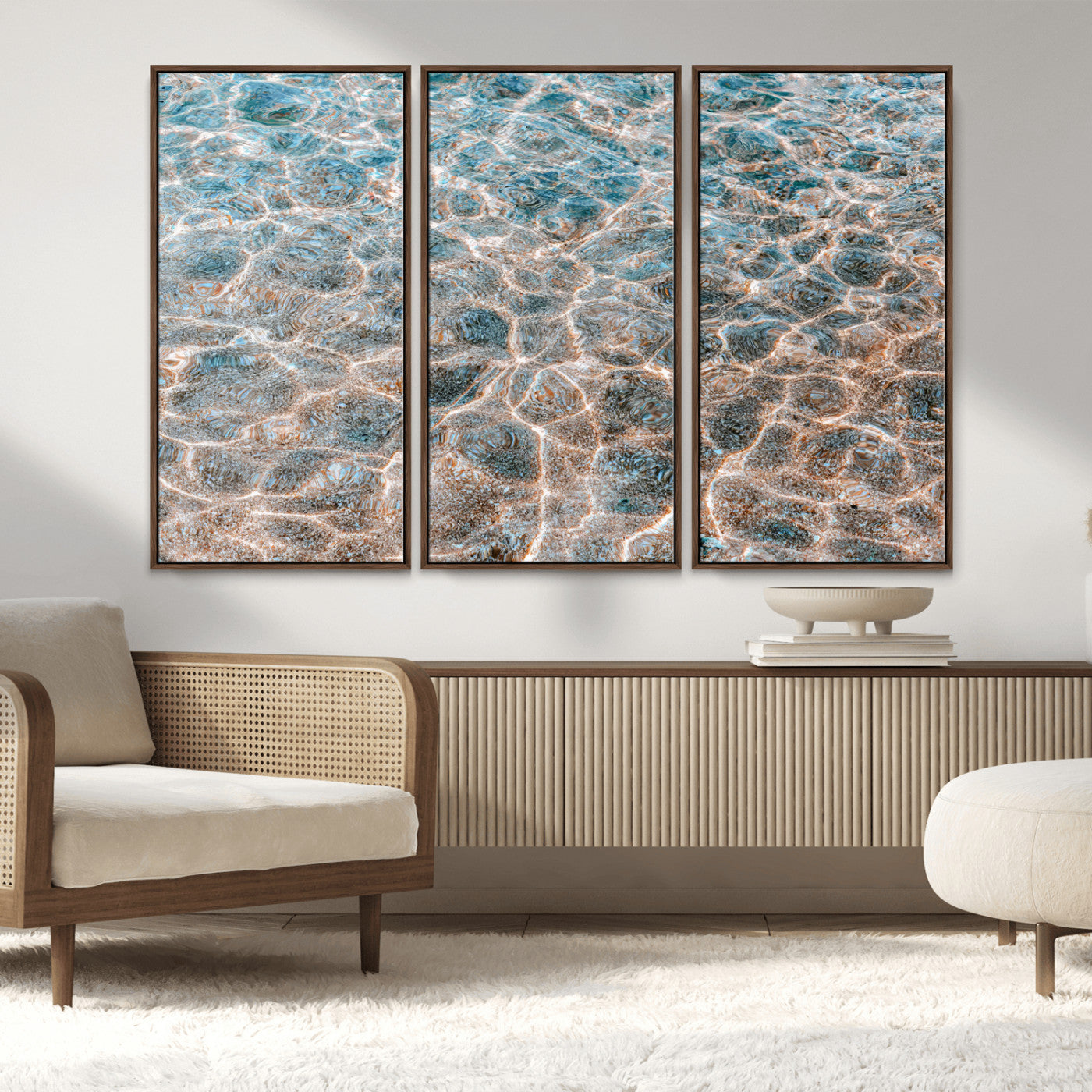 26580287-MGV-CV-36X24-Clear Water Wall Art Canvas Print, Framed Sunlit Ripples Art Picture Print, Ocean Texture Perfect Modern Coastal Decor Artwork