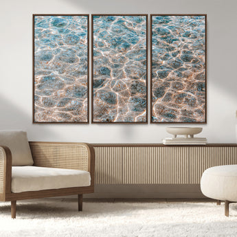 26580287-MGV-CV-36X24-Clear Water Wall Art Canvas Print, Framed Sunlit Ripples Art Picture Print, Ocean Texture Perfect Modern Coastal Decor Artwork