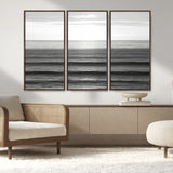 47305203-MGV-CV-36X24-Monochrome Ocean Wall Art Canvas Print, Framed Moody Ocean Art Picture Print, Calm Ocean Perfect Minimalist Coastal Decor Artwork