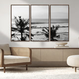 17508038-MGV-CV-36X24-Tropical Coastline Wall Art Canvas Print, Framed Palm Trees Art Picture Print, Ocean Waves Perfect Minimalist Coastal Decor