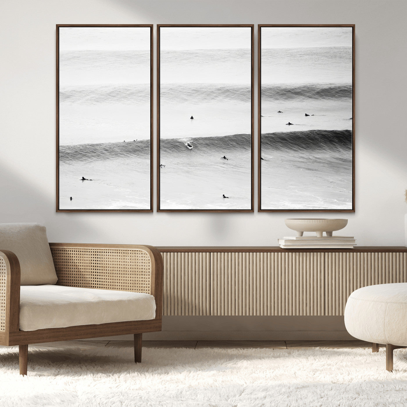 54291445-MGV-CV-36X24-Black White Ocean Wall Art Canvas Print, Framed Coastal Sport Art Picture Print, Ocean Culture Perfect Minimalist Coastal Decor
