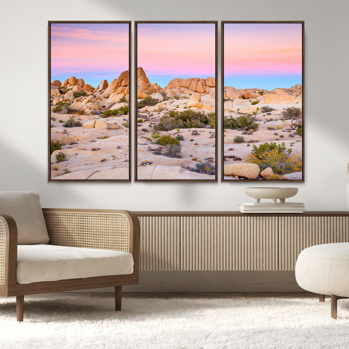 96167137-MGV-CV-36X24-Vibrant Sunset Sky Wall Art Canvas Print, Framed Joshua Tree Art Picture Print, Rugged Terrain Perfect Southwestern Boho Decor