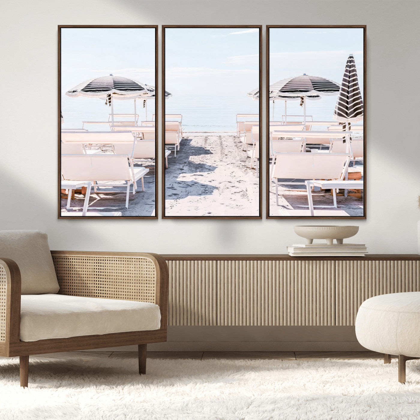 67623952-MGV-CV-36X24-Minimalist Beach Wall Art Canvas Print, Framed Pastel Sand Art Picture Print, Beach Aesthetic Perfect Coastal Minimalist Decor