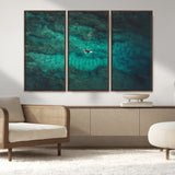 93287752-MGV-CV-36X24-Ocean Surf Wall Art Canvas Print, Framed Blue Waters Art Picture Print, Vibrant Seascape Perfect Coastal Adventure Decor Artwork