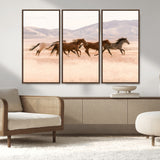 83644685-MGV-CV-36X24-Wild Horse Art Wall Art Canvas Print, Framed Rustic Western Art Picture Print, Desert Horse Scene Perfect Rustic Western Decor