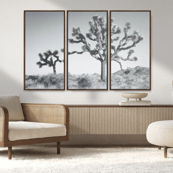 29996209-MGV-CV-36X24-Joshua Tree Art Wall Art Canvas Print, Framed Black White Landscape Art Picture Print, Desert Tree Decor Perfect Southwestern Boho