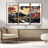 66243961-MGV-CV-36X24-Mount Fuji Japanese Wall Art – Golden Abstract Landscape Canvas Print, Cherry Blossom Painting, Modern Oriental Zen Home Decor