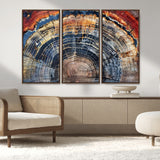 38987581-MGV-FC-48X32-3P_Walnut-Tree Ring Art Wall Art Canvas Print, Framed Rustic Wall Decor Art Picture Print, Nature Grain Print Perfect Modern Rustic Decor