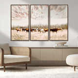 57389417-MGV-CV-36X24-Cow Herd Photography Wall Art Canvas Print, Framed Rustic Farmhouse Decor Art Picture Print, Western Ranch Style Perfect Rustic
