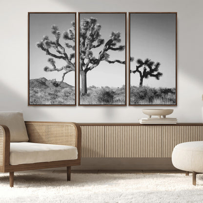 93692513-MGV-CV-36X24-Joshua Tree Wall Art Canvas Print, Framed Monochrome Desert Art Picture Print, Minimalist Nature Scene Perfect Southwestern