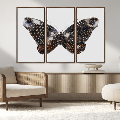 99831147-MGV-CV-36X24-Spotted Butterfly Wall Art Canvas Print, Framed Neutral Insect Theme Art Picture Print, Earthy Wing Pattern Perfect Modern Rustic
