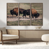 58141885-MGV-CV-36X24-Bison Photography Wall Art Canvas Print, Framed Western Wildlife Art Picture Print, Modern Ranch Perfect Western Rustic Decor