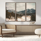 77311749-MGV-CV-36X24-Mountain Landscape Wall Art Canvas Print, Framed Snowy Peaks Art Picture Print, Alpine Aesthetic Perfect Rustic Winter Decor