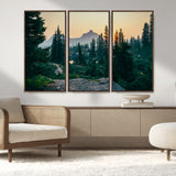 66397982-MGV-CV-36X24-Mountain Landscape Wall Art Canvas Print, Framed Forest Serenity Art Picture Print, Mountain Landscape Perfect Rustic Wilderness