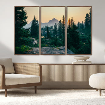 66397982-MGV-CV-36X24-Mountain Landscape Wall Art Canvas Print, Framed Forest Serenity Art Picture Print, Mountain Landscape Perfect Rustic Wilderness