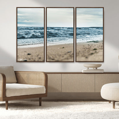 81812590-MGV-CV-36X24-Ocean Wall Art Wall Art Canvas Print, Framed Coastal Canvas Art Picture Print, Moody Seascape Perfect Coastal Minimalist Decor