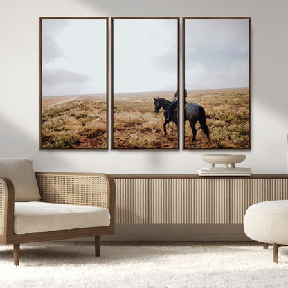 57597730-MGV-CV-36X24-Cowboy Wall Art Wall Art Canvas Print, Framed Western Canvas Art Picture Print, Rustic Ranch Scene Perfect Rustic Western Decor