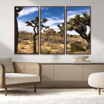 25722592-MGV-CV-36X24-Joshua Tree Desert Wall Art Canvas Print, Framed Southwestern Nature Art Picture Print, Rustic Earth Tones Perfect Southwestern