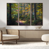 65810864-MGV-CV-36X24-Autumn Forest Wall Art Canvas Print, Framed Fall Woodland Art Picture Print, Golden Leaves Perfect Rustic Farmhouse Decor Artwork