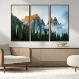 21145440-MGV-FC-48X32-3P_Walnut-Wilderness Wall Art Wall Art Canvas Print, Framed Nature Landscape Decor Art Picture Print, Misty Forest Photography Perfect