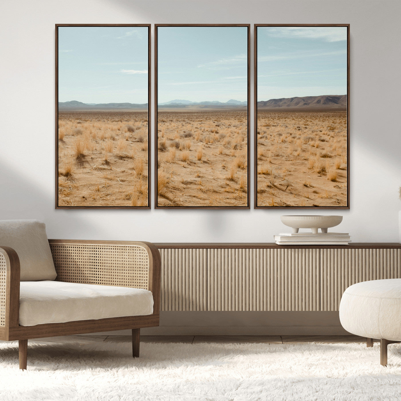 55918919-MGV-CV-36X24-Desert Landscape Wall Art – Golden Grass Plains and Mountain Horizon Canvas Print, Southwest Nature Photography Decor for Living