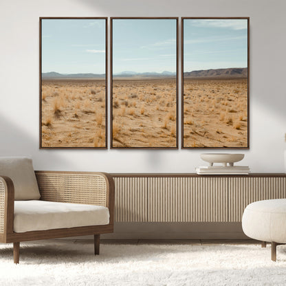55918919-MGV-CV-36X24-Desert Landscape Wall Art – Golden Grass Plains and Mountain Horizon Canvas Print, Southwest Nature Photography Decor for Living