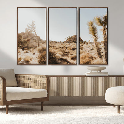 62783269-MGV-FC-48X32-3P_Walnut-Joshua Tree Wall Art – Desert Landscape Photography Canvas Print, Southwest Nature Artwork Rustic Home Decor for Living Room,