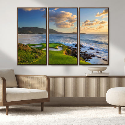 50107048-MGV-CV-36X24-Golf Course Wall Art – Coastal Ocean View Canvas Print, Scenic Fairway Landscape Decor for Office, Man Cave, Bedroom, or Living