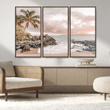 14214613-MGV-CV-36X24-Tropical Beach Wall Art – Palm Tree and Ocean Sunset Canvas Print, Relaxing Coastal Landscape Decor for Living Room, Bedroom, or