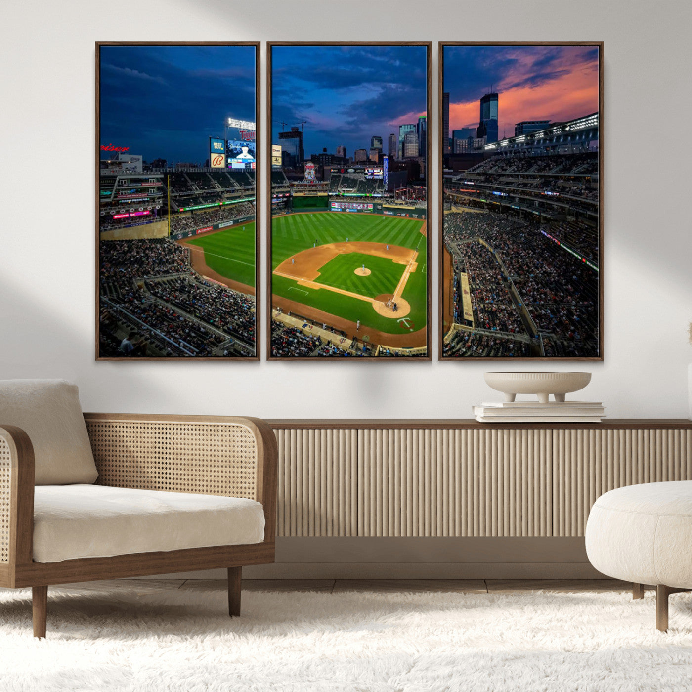 68222753-MGV-CV-36X24-Baseball Stadium Wall Art – Panoramic Night Game Canvas Print, Sports Decor for Man Cave, Office, Bar, or Living Room