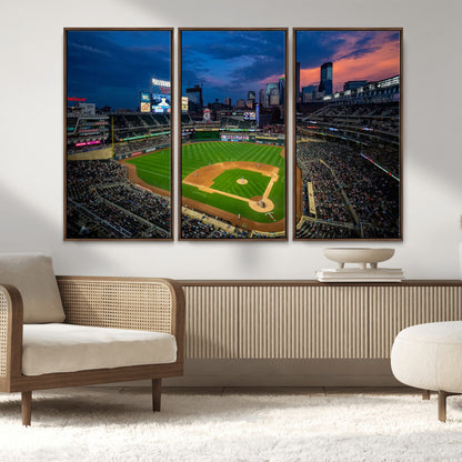 68222753-MGV-CV-36X24-Baseball Stadium Wall Art – Panoramic Night Game Canvas Print, Sports Decor for Man Cave, Office, Bar, or Living Room