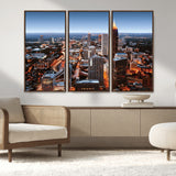 25096967-MGV-FC-48X32-3P_Walnut-Atlanta Skyline Wall Art – Vibrant Cityscape Canvas Print, Modern Night Lights Urban Decor for Office, Living Room, or Apartment
