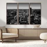 46578567-MGV-CV-36X24-Atlanta Skyline Wall Art – Black and White Cityscape Canvas Print, Modern Urban Night Decor for Office, Living Room, or Apartment
