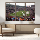 18347149-MGV-FC-48X32-3P_Walnut-Soldier Field Wall Art – Chicago Bears Football Stadium Canvas Print, Game Day Sports Decor for Man Cave, Bar, Office, or Living