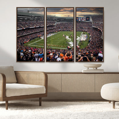 87578930-MGV-CV-36X24-Soldier Field Wall Art – Chicago Bears Football Stadium Sunset Canvas Print, Game Day Sports Decor for Man Cave, Bar, Office, or