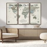 10693204-MGV-CV-36X24-Little By Little One Travels Far Tolkien Quote Blue Green World Map Adventure Wall Art Canvas Print Rustic Wanderlust Travel Decor