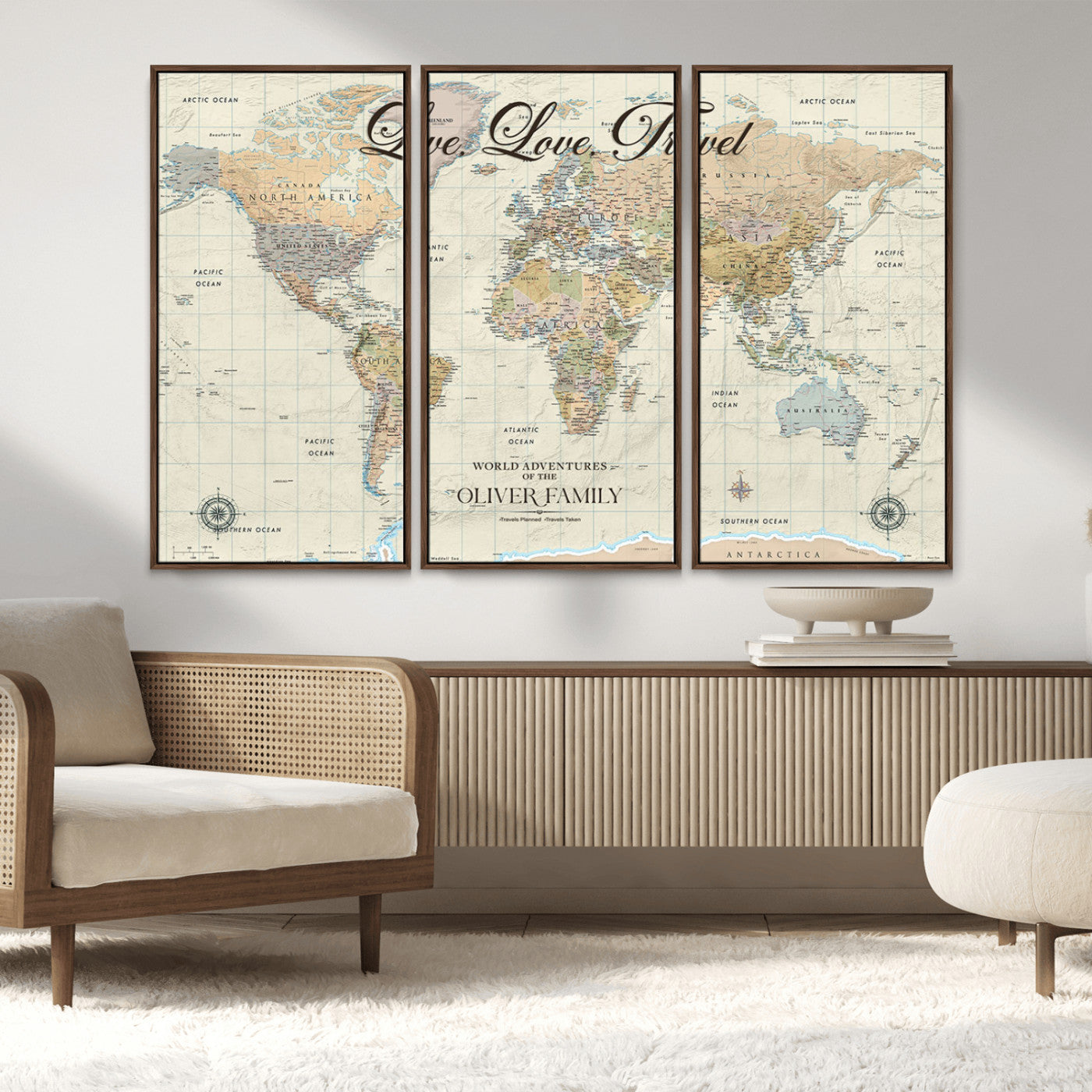 19479008-MGV-CV-36X24-Live Love Travel Wall Art – Detailed World Map Canvas Print, Adventure Decor for Living Room, Office or Bedroom, Travel Gift for