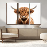 637908607-MGV-FC-93X47-3P_Black-Highland Cow Wall Art Print – Rustic Farmhouse Animal Portrait, Scottish Highland Cattle Canvas, Modern Country Wall Decor for