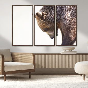 14405507-MGV-CV-36X24-Grizzly Bear Canvas Wall Art – Framed Wildlife Nature Decor, Large Brown Bear Profile Canvas Print for Living Room, Office, or