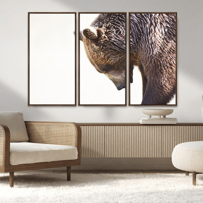 14405507-MGV-CV-36X24-Grizzly Bear Canvas Wall Art – Framed Wildlife Nature Decor, Large Brown Bear Profile Canvas Print for Living Room, Office, or