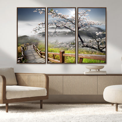 34632598CRY-MGV-CV-36X24-Sakura Cherry Blossom Pathway Canvas Wall Art – Tranquil Walk Through Blossoming Nature – Ready to Hang