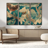 37943964-MGV-CV-36X24-Samurai Warrior vs Octopus Wall Art – Japanese Ukiyo-e Style Canvas Print, Ocean Battle Scene Artwork for Living Room, Office, Man